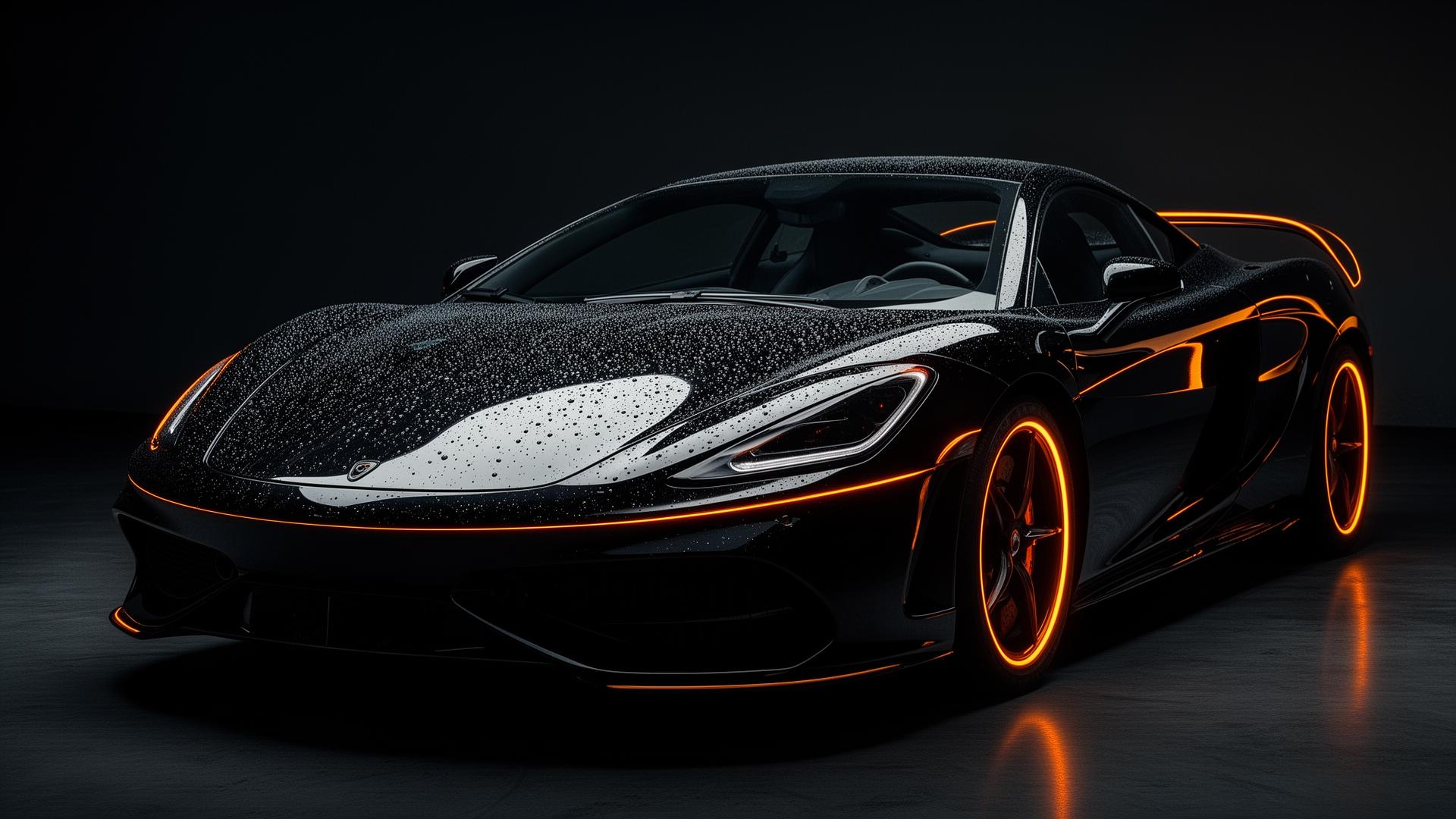 Black luxury sports car with ceramic coating